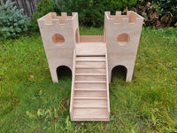 2-Tier Wooden Castle Guinea Pig Hutch House