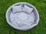 Soft Grey/Colored Stars Cuddle Bowls for Rabbits with Two Cushion Pillows and Pee Pad Cozy Comfy Snuggle Bed for Improved Sleep