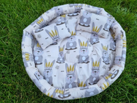 Soft Grey/Colored Stars Cuddle Bowls for Rabbits with Two Cushion Pillows and Pee Pad Cozy Comfy Snuggle Bed for Improved Sleep